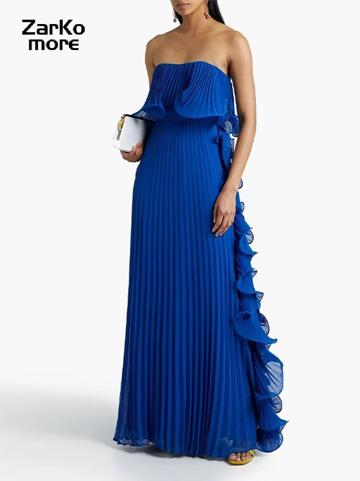 Sexy pleated strapless long yellow dress for women sleeveless and backless floor length party 2025 springsummer beach womens robe 250324