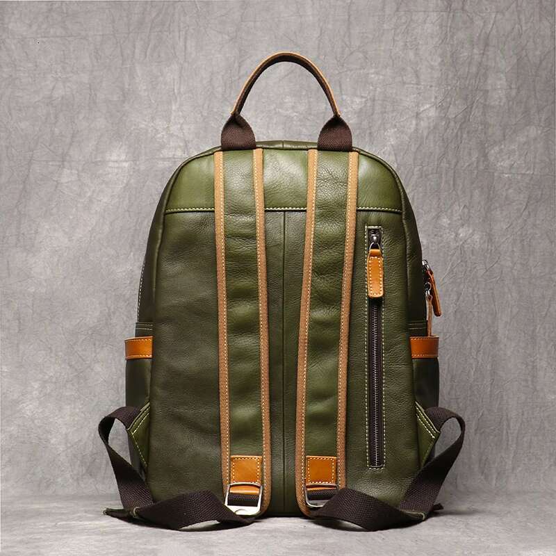 Men's Genuine Leather Travel Leisure College Teenager Backpacks School Backpack Man 15" Laptop Bag Leathfocus