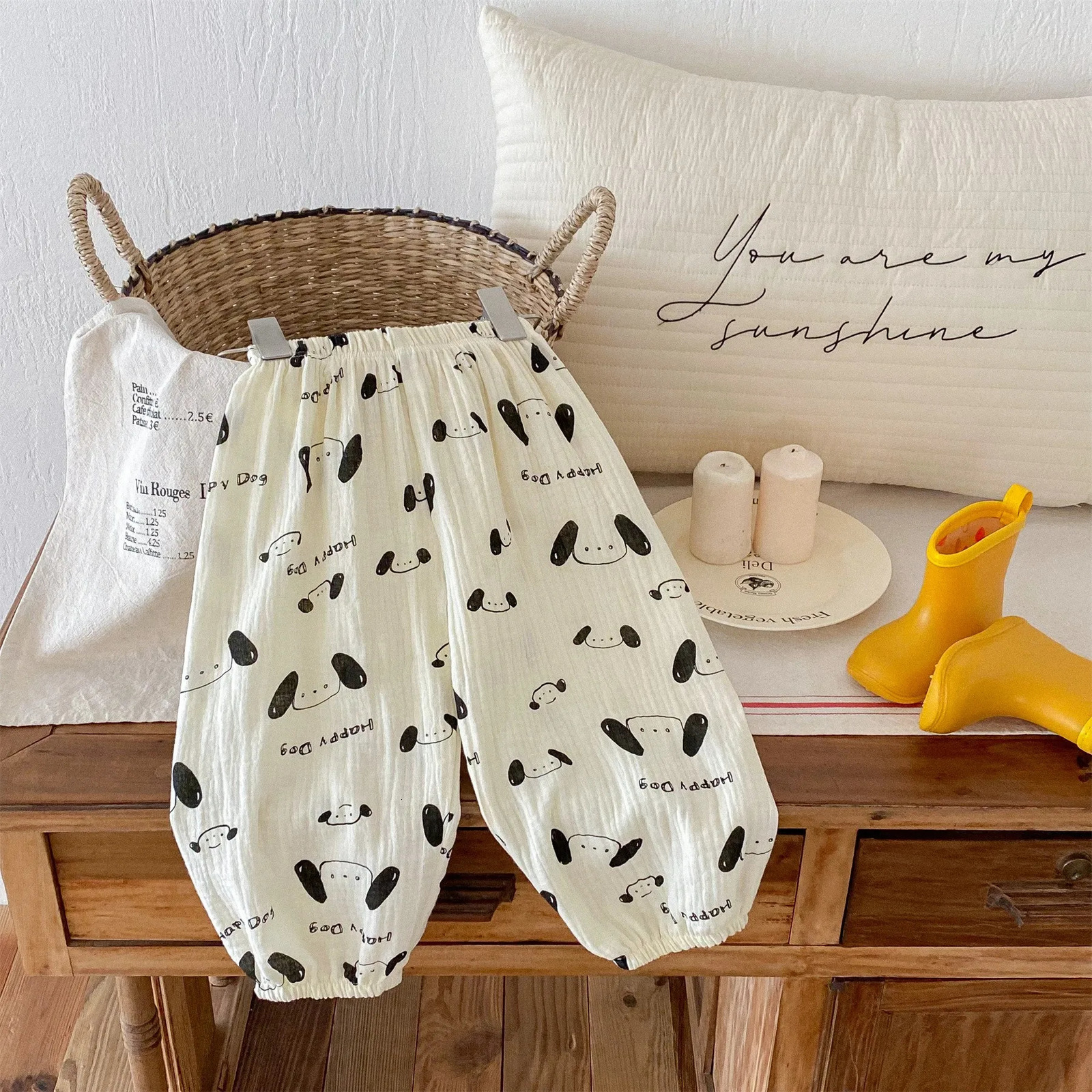Mosquito resistant Pants Cartoon Full Print Cute Thin Trouser Summer Wear Childrens Boys Fashion Edition 250325