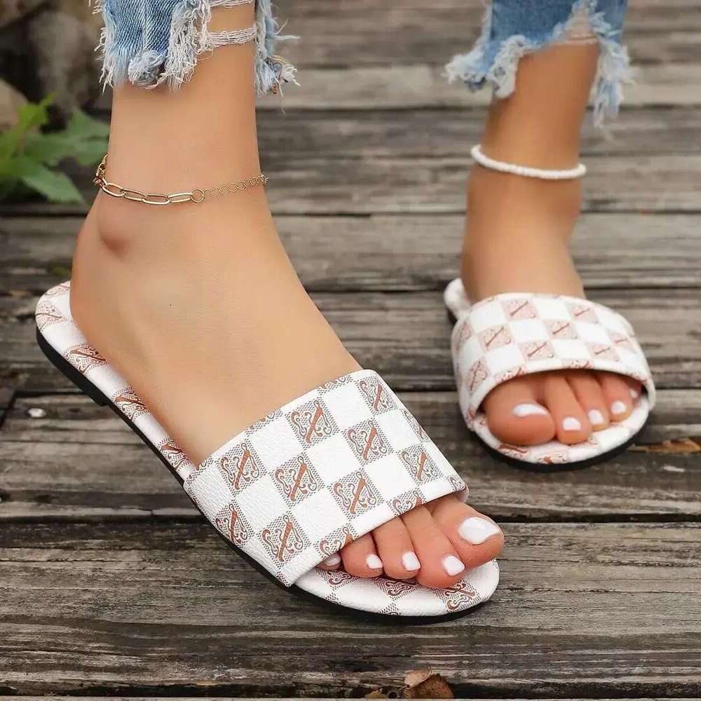 2025 Free Shipping new designer slippers flat sandals Checkered shoes slides womans sandal Slipper woman Outdoor casual szie eur 36-43 dh3138027