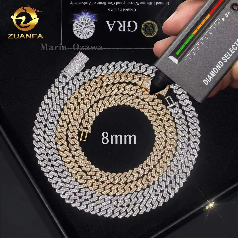 Fast Ready To Ship 8Mm 2Row Chain Moissanite Hip Hop Jewelry Sier Iced Out Cuban K Bracelet