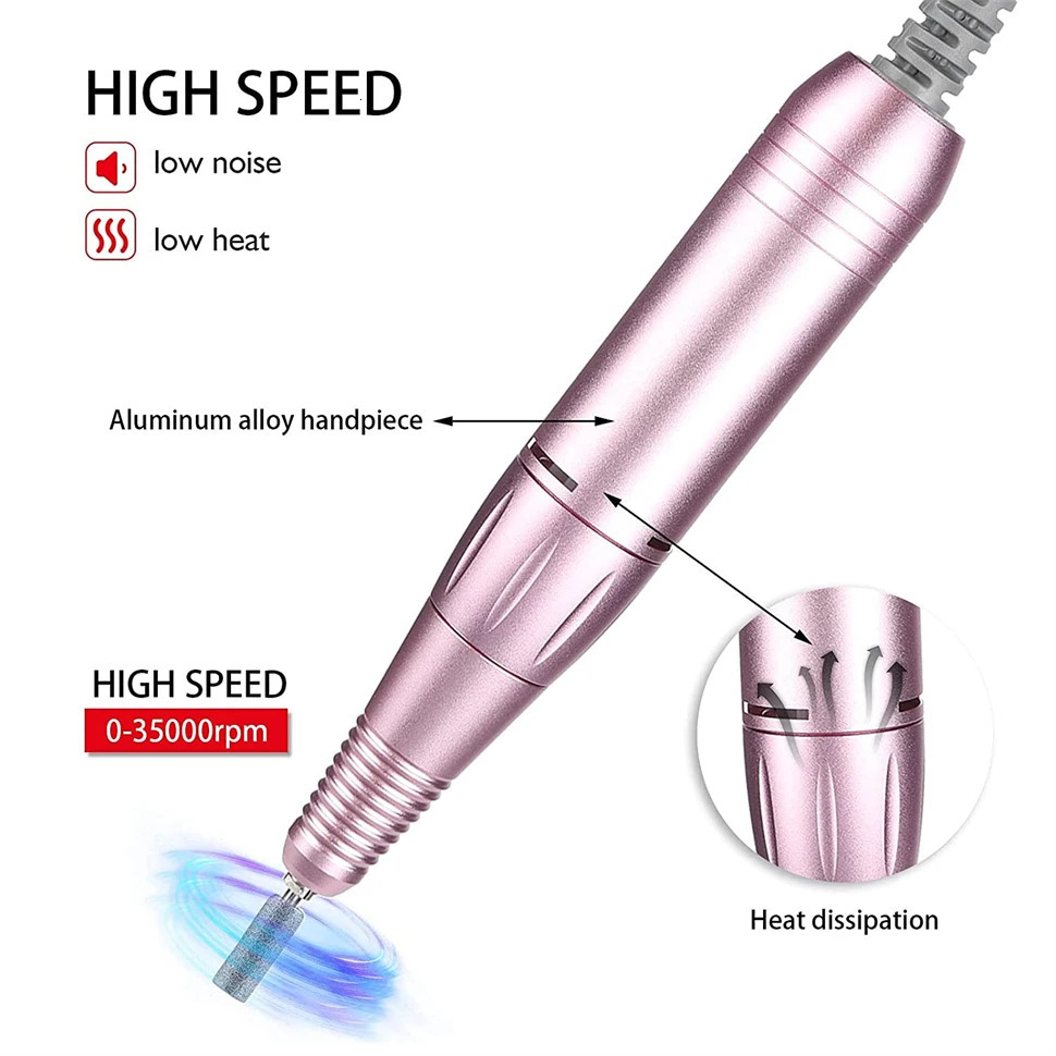 35000rpm Nail Drill Pen Replacement Handle Nail Polisher Sander Handpiece Handle Electric Gel Polishing Manicure Machine Gun for 250324