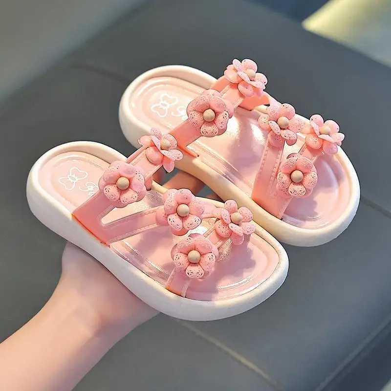 Slipper Flower 3D Girl Fashion Slide Summer PVC Childrens Princess Shoes Barefoot Non slip Soft Bottom Beach Swimming Pool Childrens Slide S25326