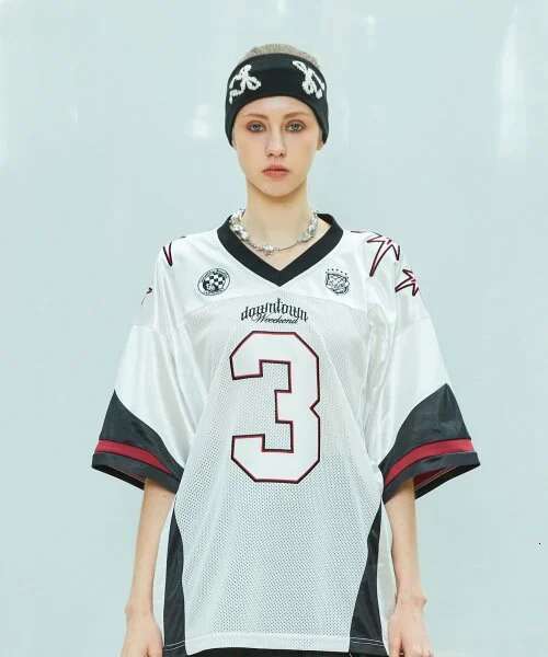 New American Retro Jersey Hip-Hop Short-Sleeved T-Shirt Summer High Street Design Loose Casual Sports Shoulder Sleeve Top