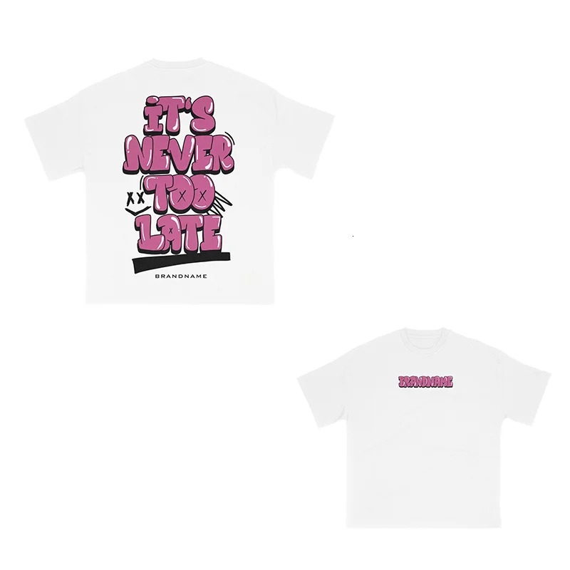 American retro Y2K 2025 crew collar cotton lettering printed oversized hiphop Tshirt mens highquality loose trend short sleeved INS 250326