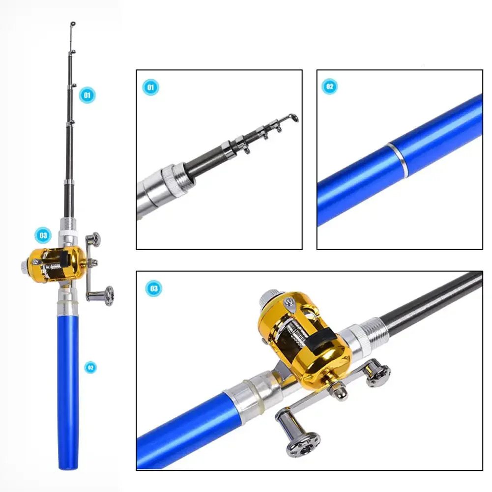 1121416M portable pocket sized telescopic mini fishing rod pen shaped folding no reel wheel 250313