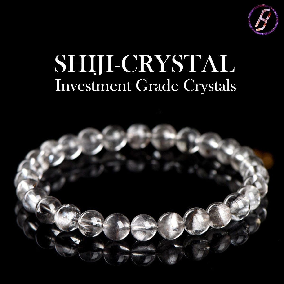 Natural Black Silver Titanium Crystal Bead Bracelet, Rubber Flower Black Silver Titanium Bracelet Handmade Custom Factory Wholesale Protection Crystal