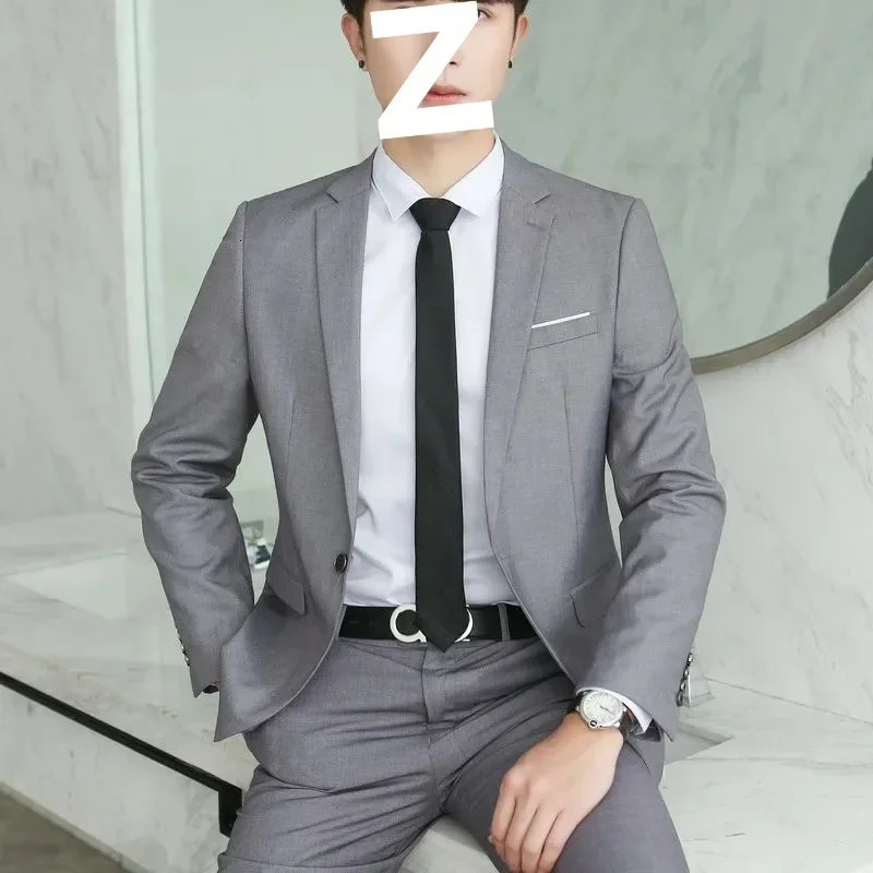 Korean style mens suit casual jacket ultrathin suitable for young men professional loft vest pants shoe accessories 250326