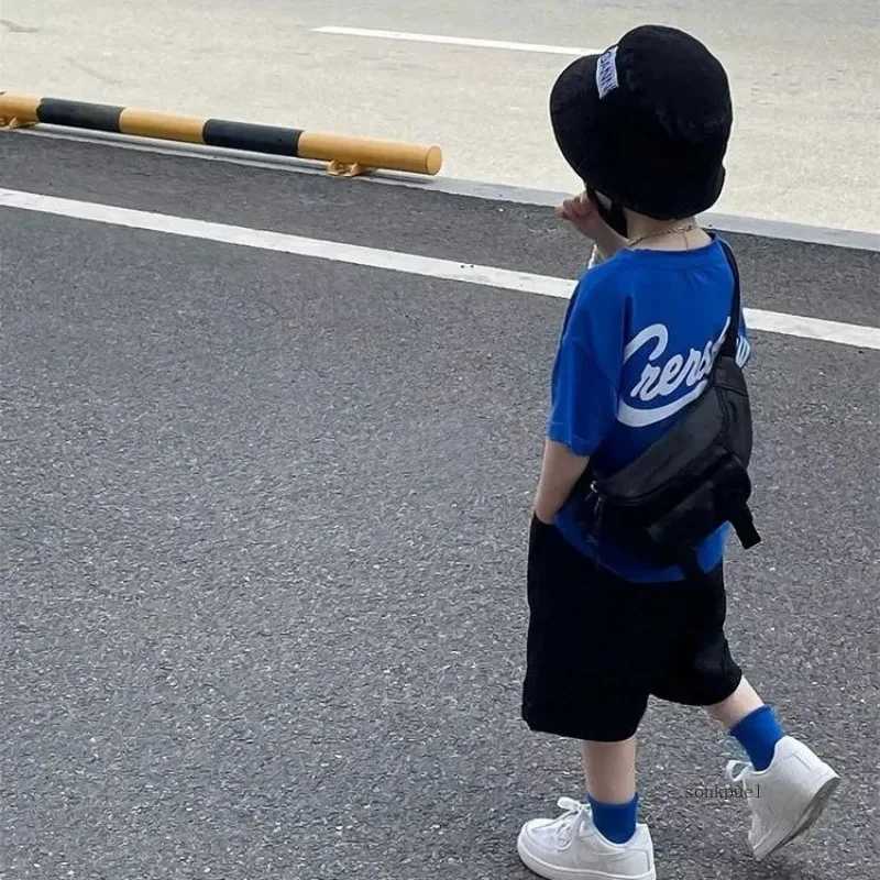 Childrens Set Boys Summer 2024 New Childrens Clothing Handsome Baby Cotton Short Sleeve+Medium and Large Childrens Short Sleeve SetT250327