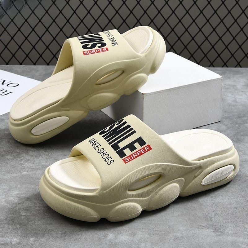 Free Shipping Men Thick Sole Summer Beach Slides Bathroom Anti Slip Slipper Soft Sandals Simplicity Ultra Light Letter Shoes Men Slippers Wholesale 20