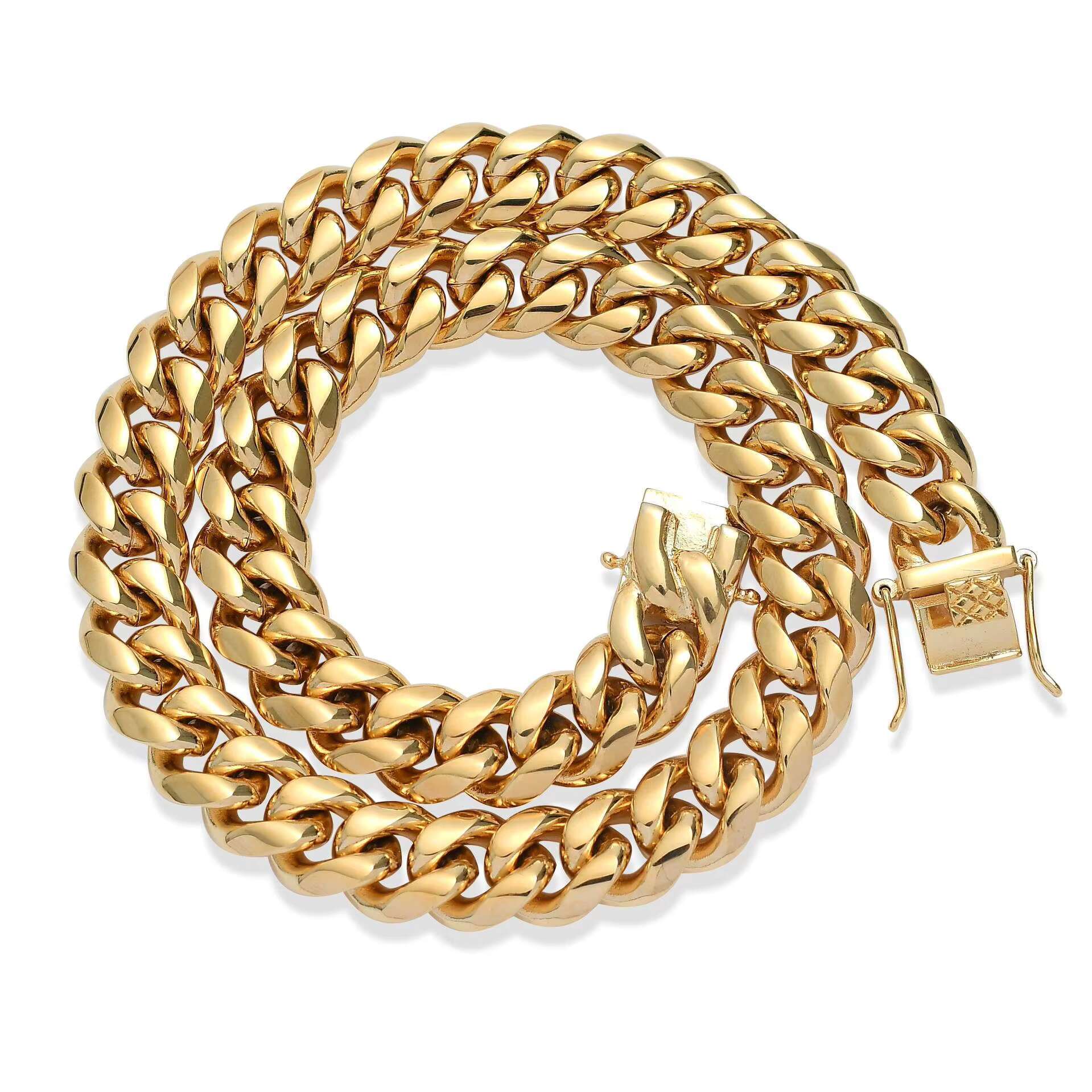 Designer necklace Filled Chain Plated Necklace Set Gold Jewelry Cuban Stainless Steel Mens for Men Wholesale 14k 18k Gold Fashion Design NL