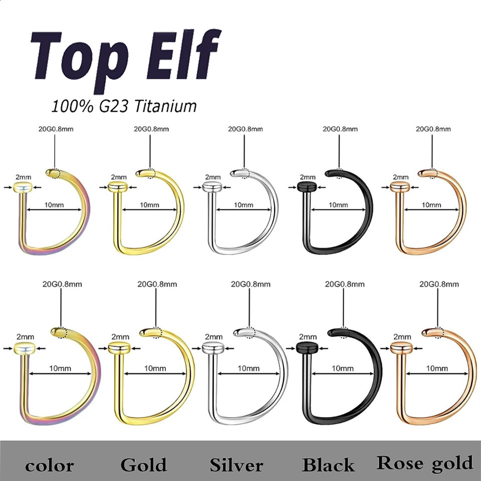 10pcs Women Men Fake Piercing Nose Ring Earrings Fashion Non Punk Jewelry Clip G23 Perforation Septum Nose Ring 250327