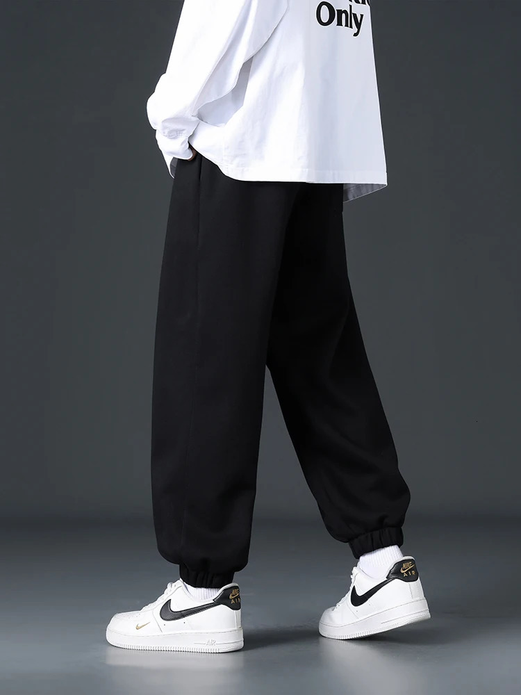 Large mens sports pants spring autumn casual bag jogging string with solid color shirt cotton loose Trouser 8XL w250327