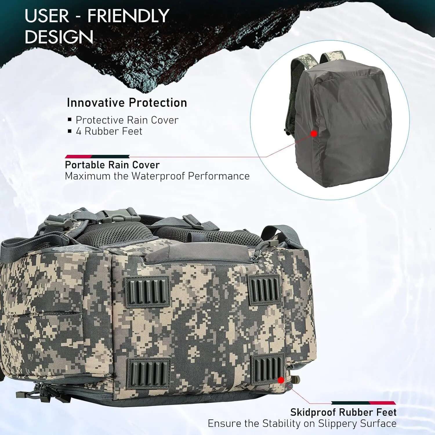 Backpack 4 Trays, Large Outdoor Storage Tackle Bag With Protective Rain Cover For Fishing Gear