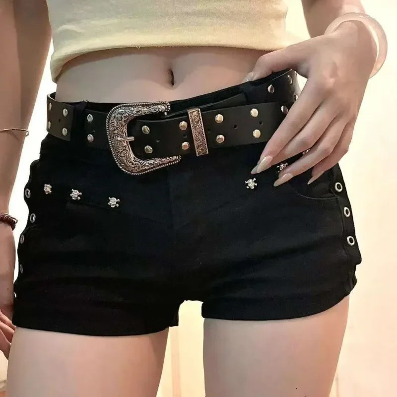 Y2K denim shorts for women low waisted river solid color street clothing fashionable and casual juku style wrapped buttocks tight jeans sexy spicy gir