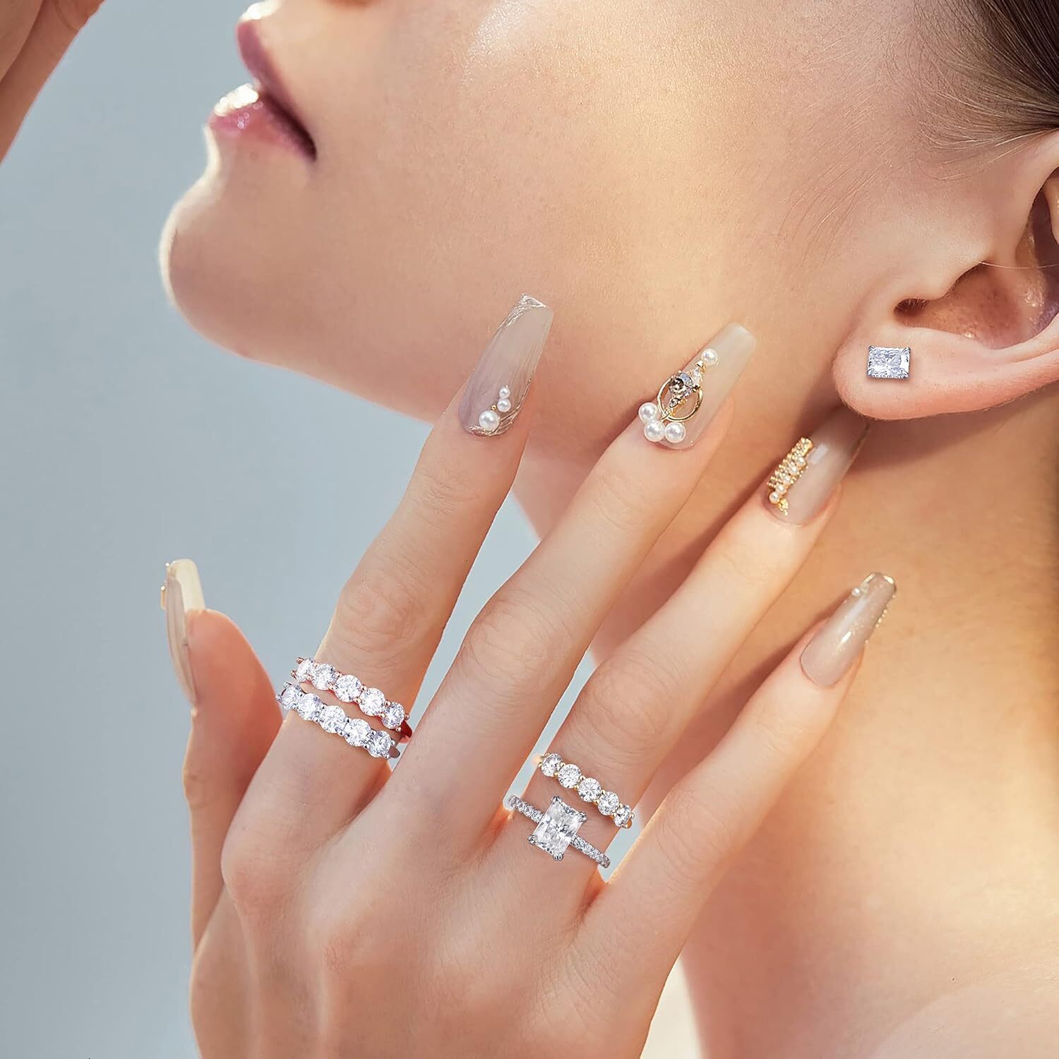 MOOSEA 2ct Radiant Cut Moissanite Rings for Women D C olorV VS1C larityL abC reatedM oissaniteW eddingR ingsf orW omen1 4KW hiteG oldP latedM oissanit