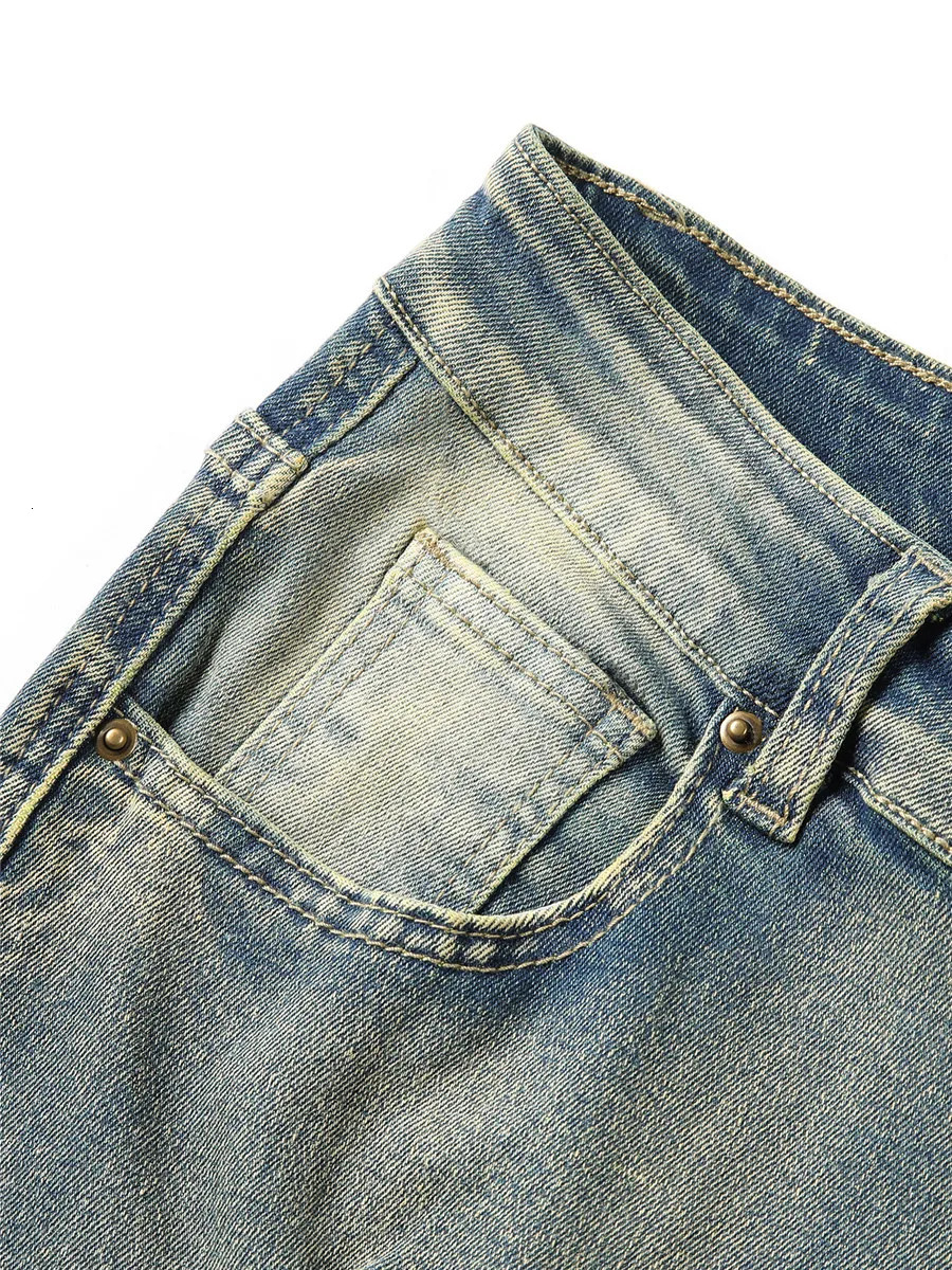 Mens Spring Autumn Casual Denim Pants Ripped Multi Pockets Slim Fit Jeans Trousers for Streetwear Punk Trendy Fashion Retro 250317