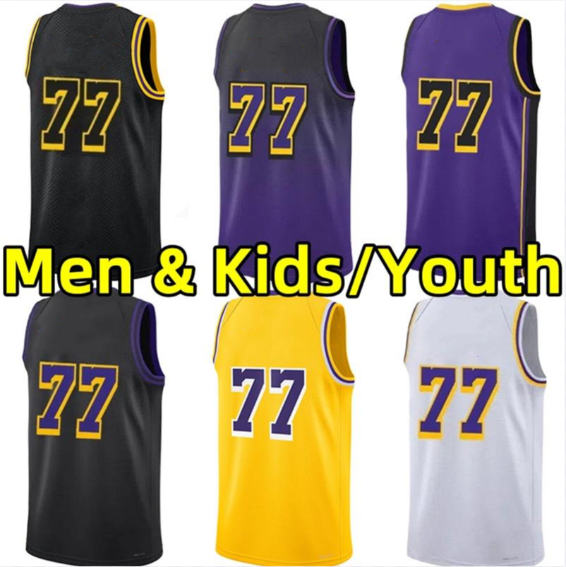 Lukaa Doncic Stitched Basketball Jerseys Men Kids Youth City Jersey Yellow white vest adult children embroidery