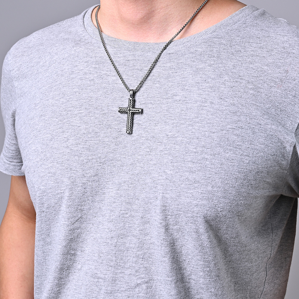 Personalized Cross Titanium Steel Necklace Men's Stainless Steel Pendant