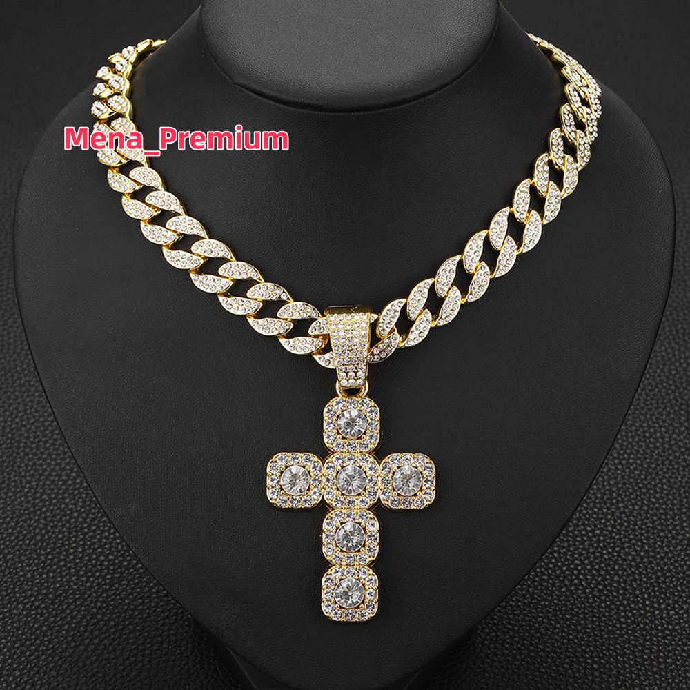 Sunnice Full Diamonds Attached Christine Luxury Cuban Jewelry Religion Quality Silver 18k Golden Colored Hiphop Fashion Chains