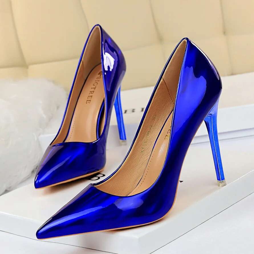 Women Fetish 10.5cm High Pumps Stiletto Wedding Bridal Heels Lady Scarpins Office Party Green Blue Shoes