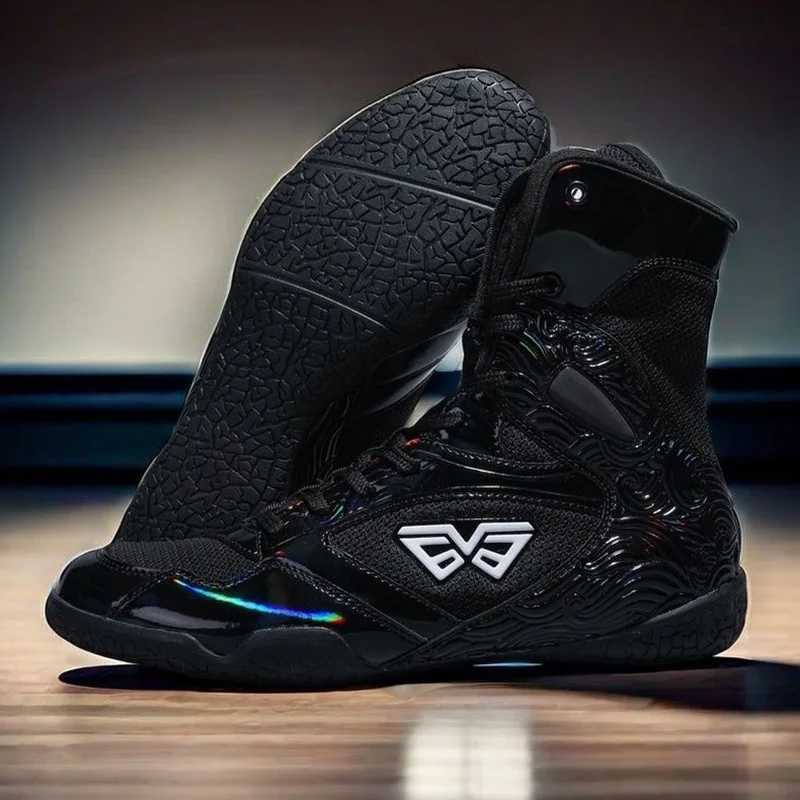 New Arrival New KAIMATE all black mens boxing boots high size 39-46 gym training wrestling shoes breathable combat sports shoes Z250327