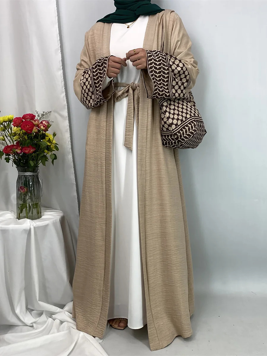 Ramadan Ka Palestinian Abaya Dubai y kimono with bag Islamic Kaftan Muslim womens long dress Caftan Marocain robe 250326