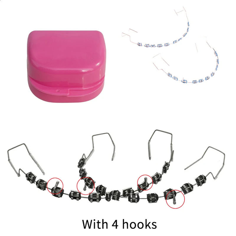 2pcs/set Colorful Brackets Dental Fake Braces For Teeth Temporary Metal Wires Metal Bracket Orthodontic Ligature Ties 250327