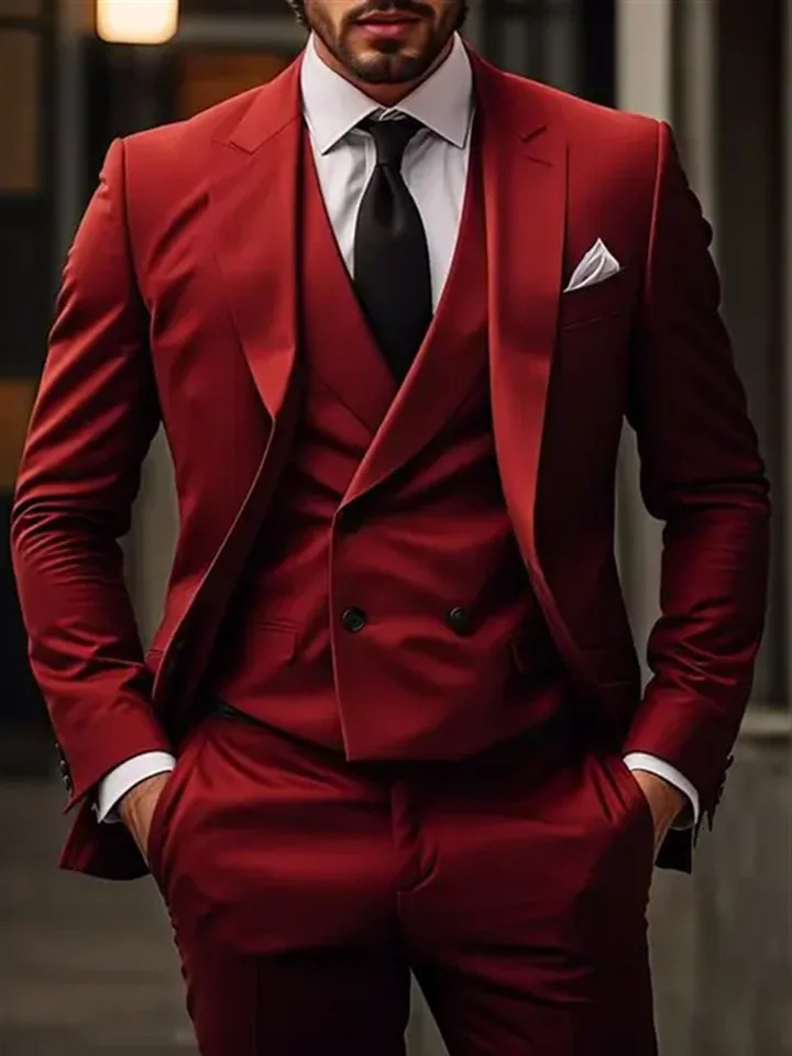 3 highquality rednavy blue suits for mens slim fit formal business office daily casual suit fashionable wedding party evening dress 250326