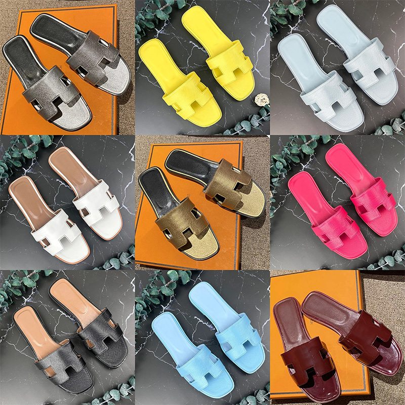 Women sandals Style Best Quality Designer sandal lady Outwear Leisure Vacation beach slides flat bottom Slippers fashion Genuine Leather Slippers for Womens 35-42