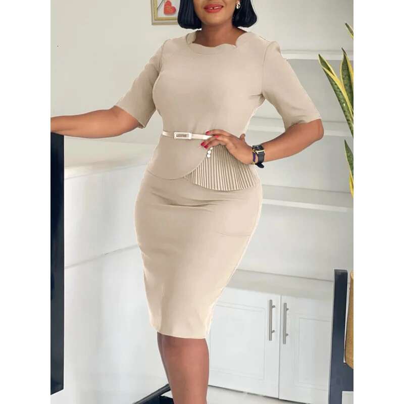 Dongdumaoyi Zomer Nieuwe Mode Effen Kleur OL Pendelen Bodycon Damesmode Jurk