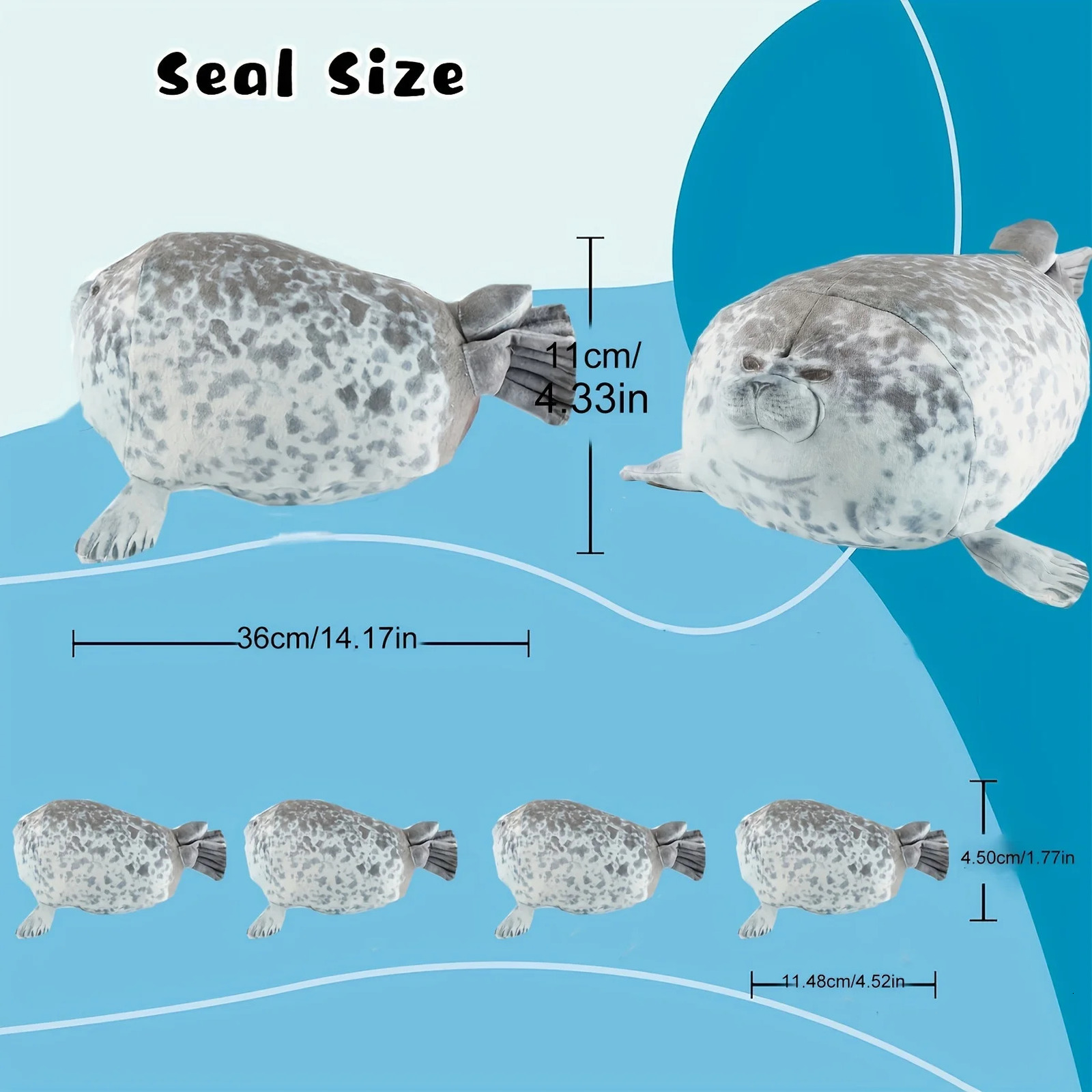 40cm Plush Blob Seal Pillow Mother with Four Kids Seal Chubby 3D Novelty Sea Lion Doll Stuffed Toy Pillow Gifts for Kids Girls 250326