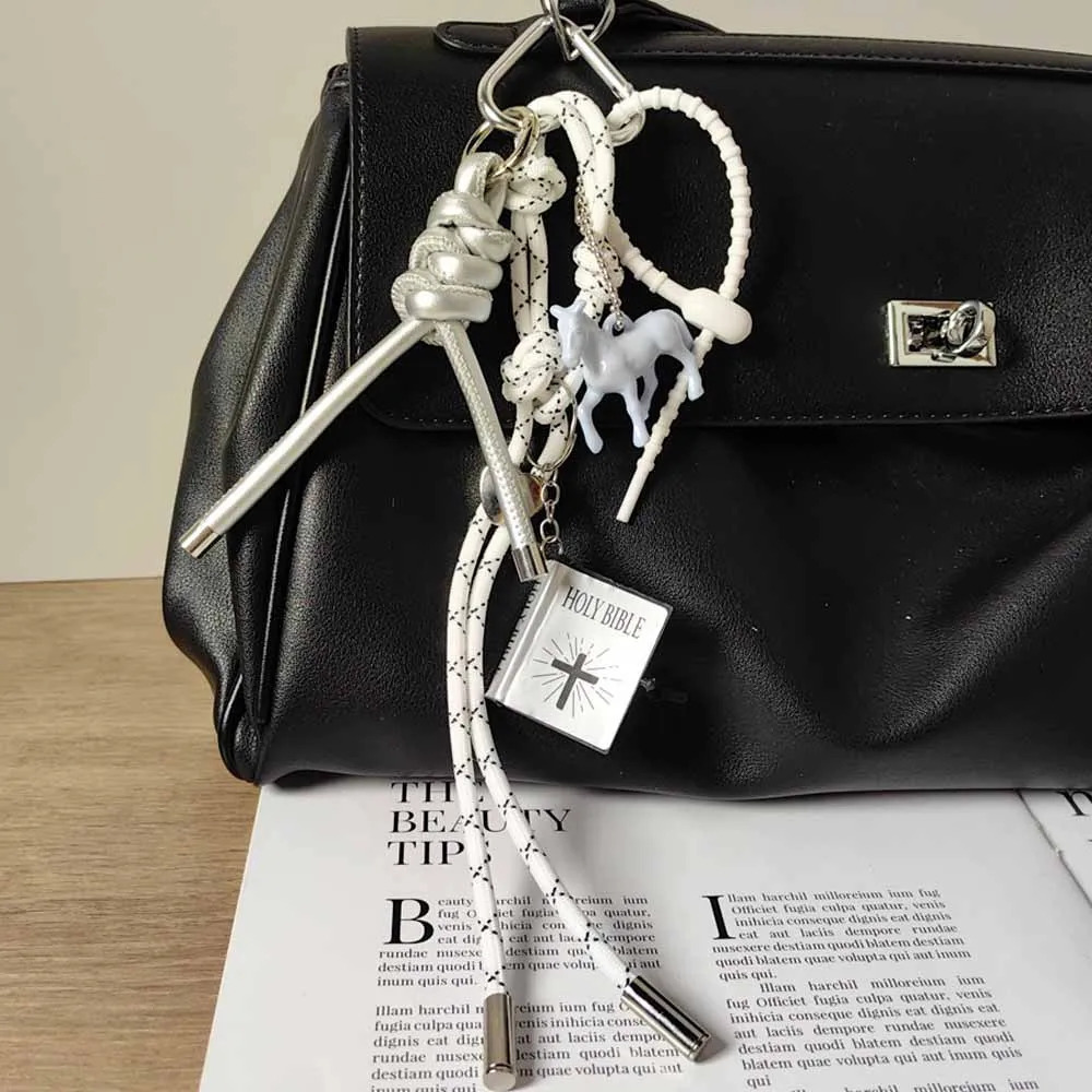 Ins style bag pendant Multi element keychain Nylon woven rope Backpack decoration pendant250325