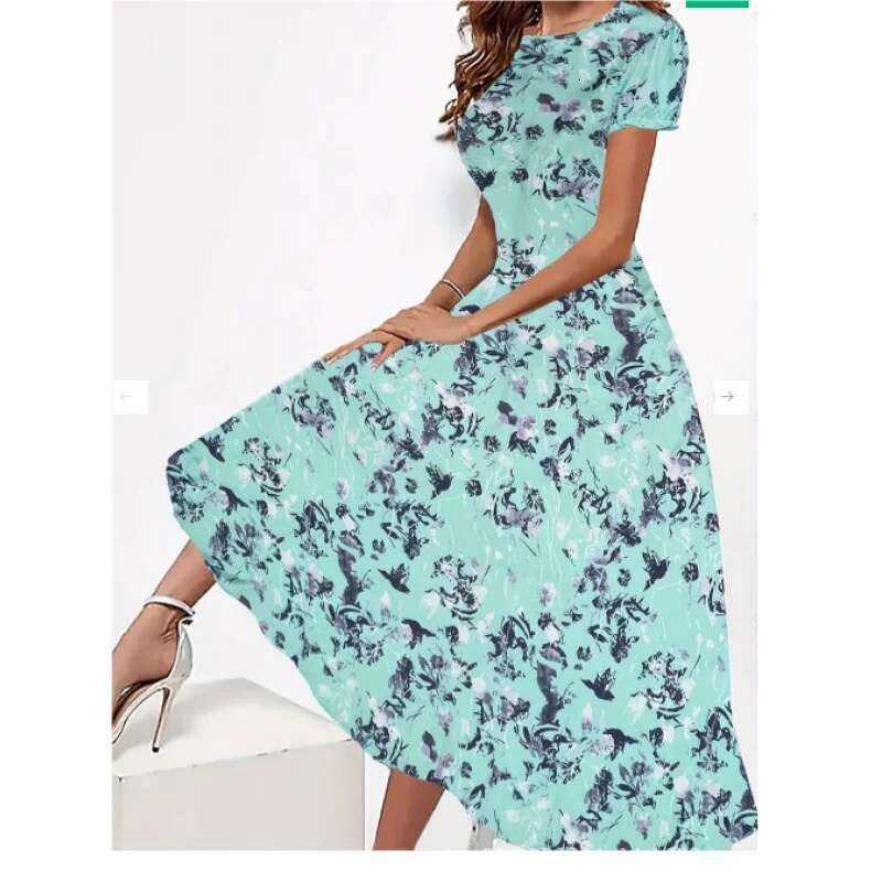Dongdumaoyi Elegante Jurk Met Korte Mouwen En Bloemenprint Ronde Hals Voor Lente Zomer Dameskleding WD