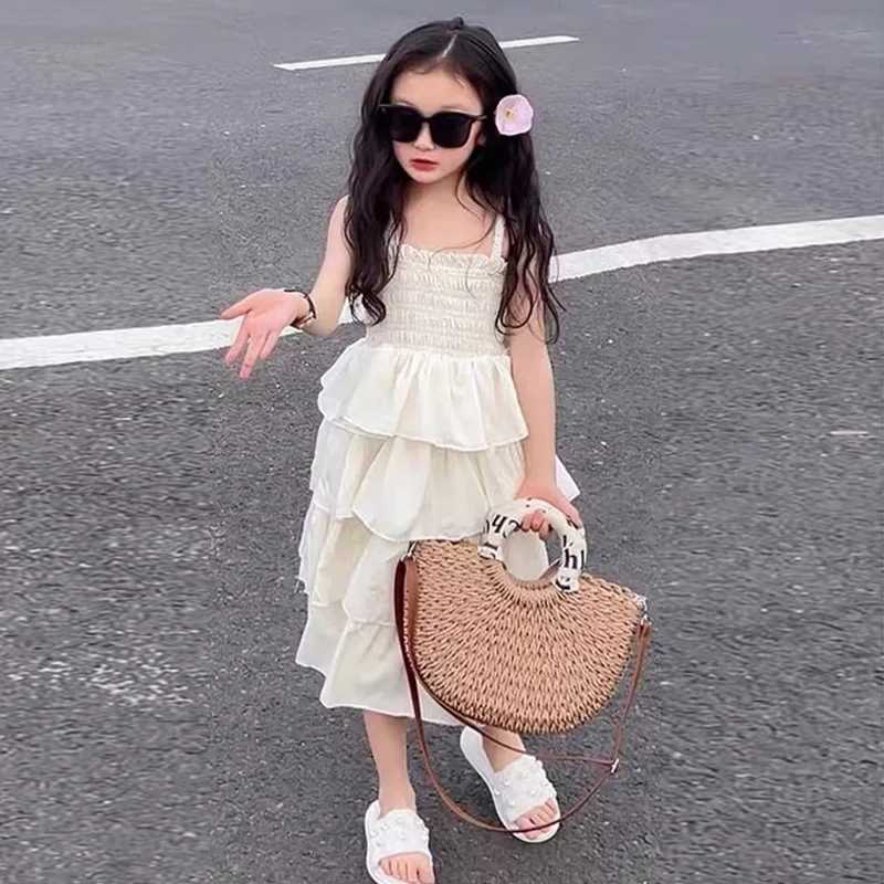 Girls summer dresses childrens layered long dresses childrens birthdays Par Vestidos clothing new teenagers casual sling clothing W250326