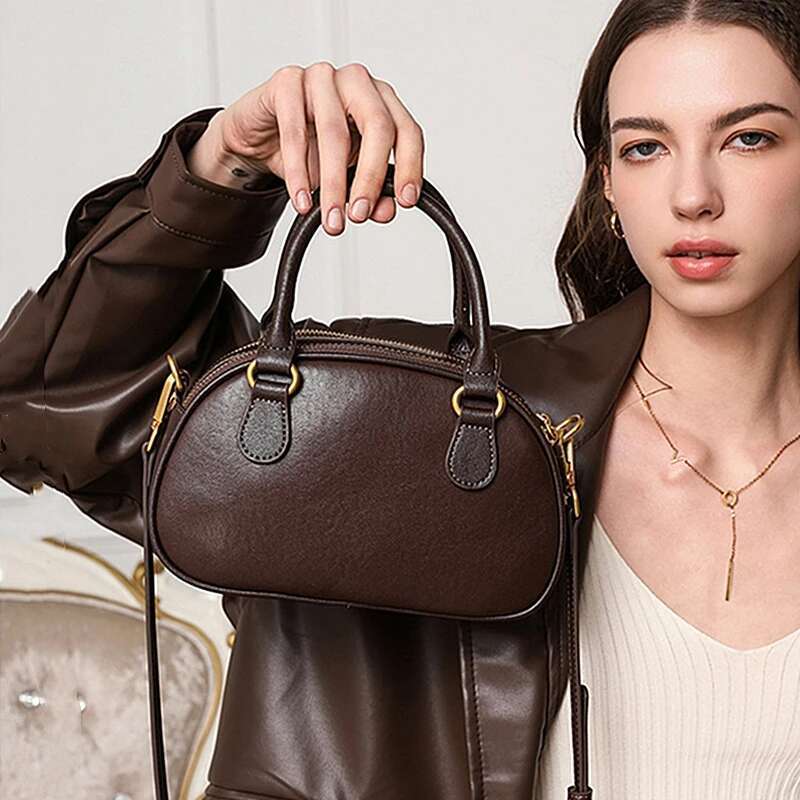 Cow Genuine Leather Bowg Small Shoulder Crossbody Bags For Women 2025 Designer Pillow Tote Ladies Handbags