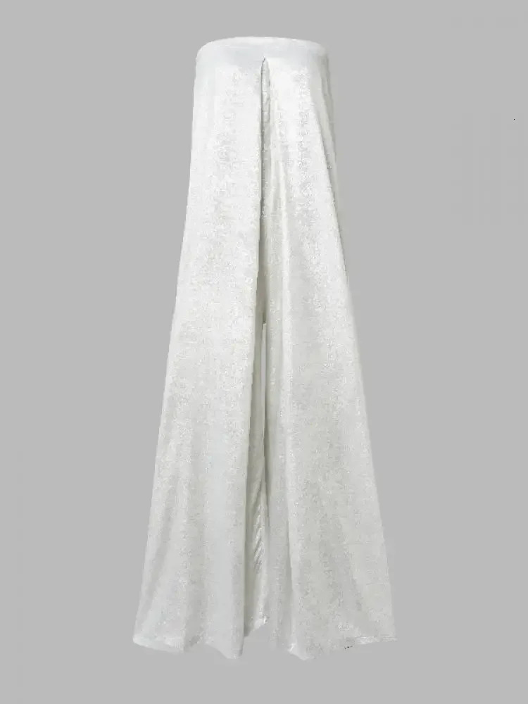 Womens jumpsuit summer strapless onepiece set floor length wide leg pants pleated party outfit 250326