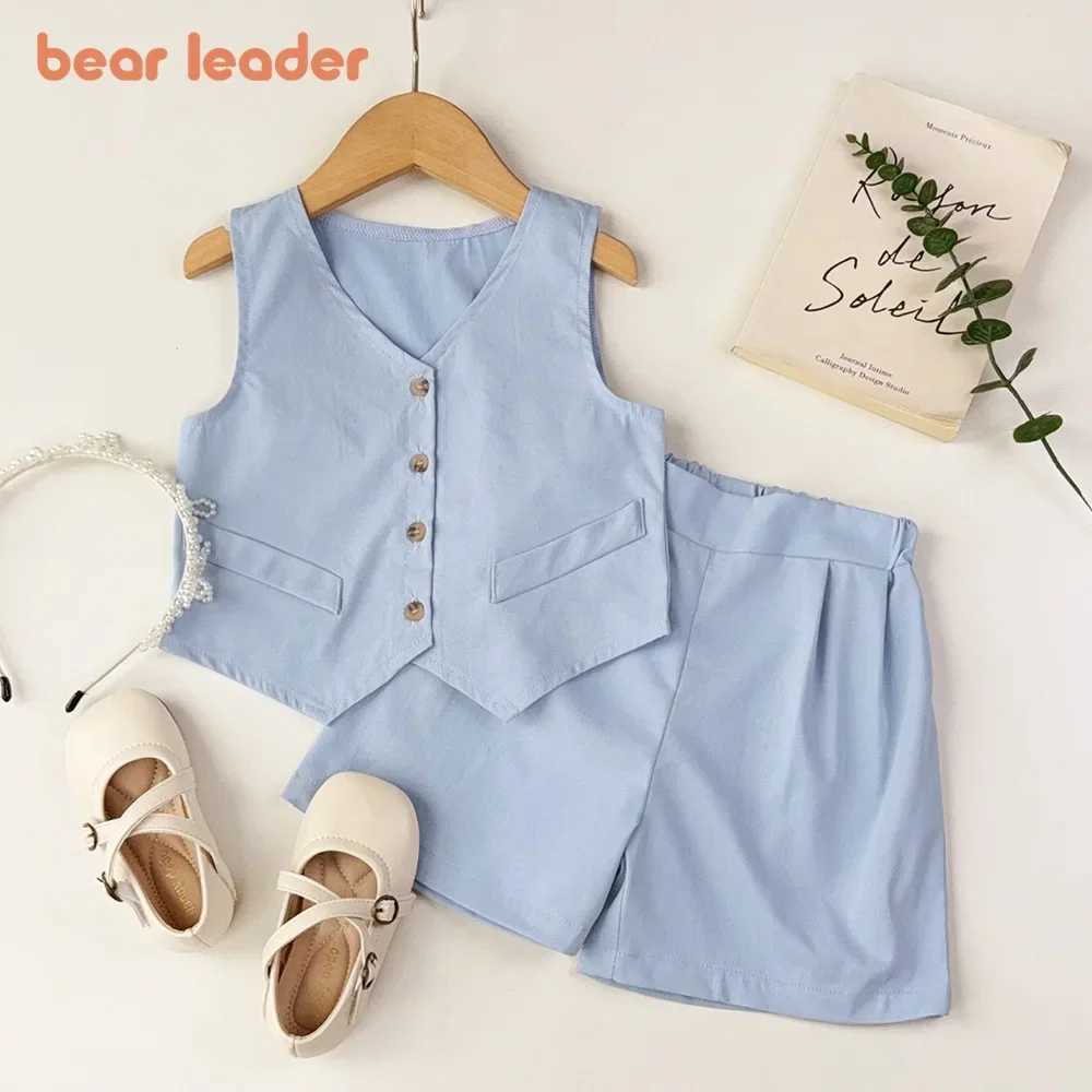 Bear Leader Summer Basic Girls Clothing Korean Version Single Chest Sleeveless Top+Shorts 2PCS Set Gentleman Wedding Boys SetT250327