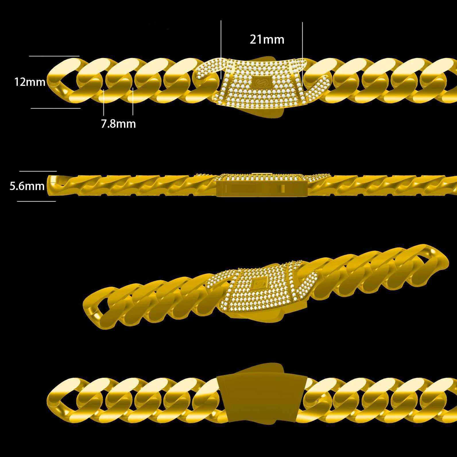 925 Silver Cuban Link Necklace with VVS Moissanite Clasp High-Quality 14K Plated Iced out Smooth Cuban Chain Jewelry