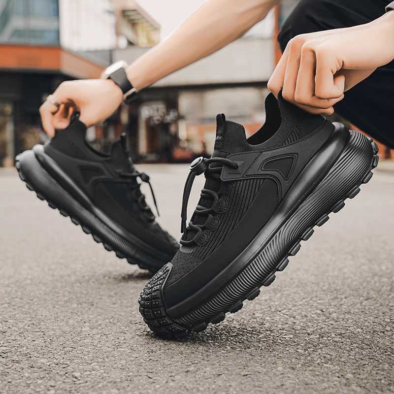 2025 mens outdoor waterproof camping anti slip sports shoes for hiking mens casual lightweight lace walking shoes Y250325