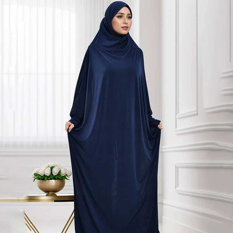 Muslim Abayas with Slve Full Cover Women Solid Color Long Robe Soft Cotton Hemp Robe Islam Ramadan Prayer Clothing Poncho X2505141
