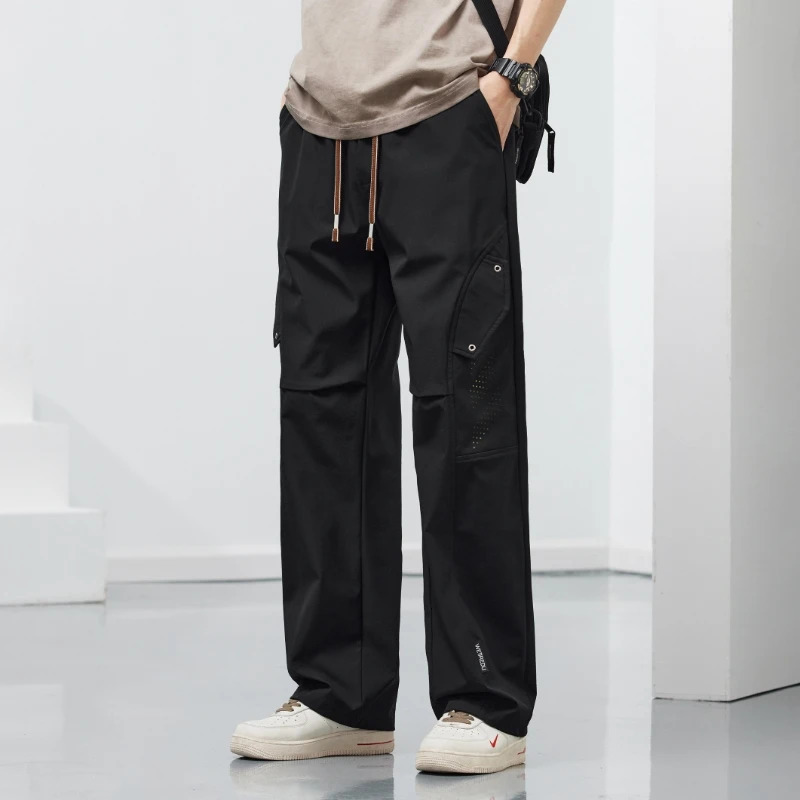 Summer Cool Mens Pants Loose Suitable for Goods Cavalry Men Elastic Ice Wide Legs Large Size 250327