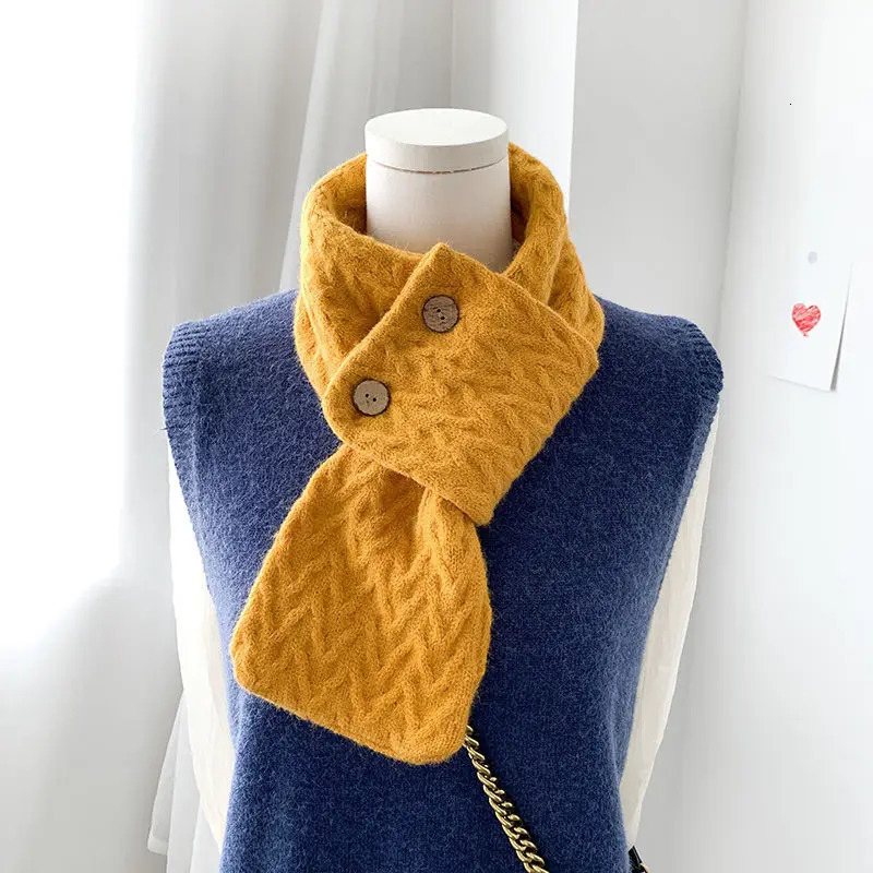 Womens autumn and winter Korean retro neck protection wild knitted wool scarf solid color warm scarf bib Bufandas 250322