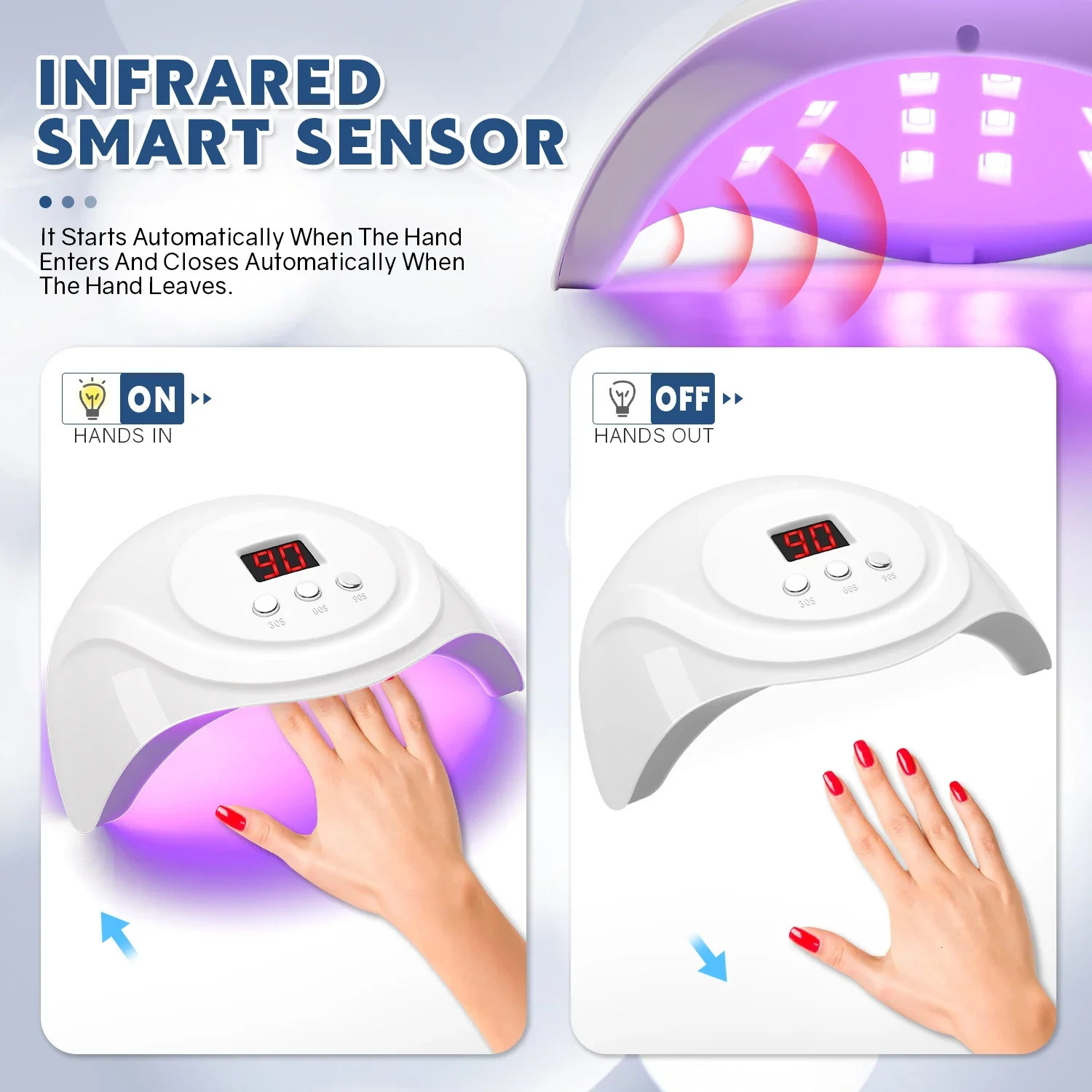 72W UV LED nail drying lamp is used for curing full gel polishing 24LED machine with automatic sensor professional salon art tool 250325