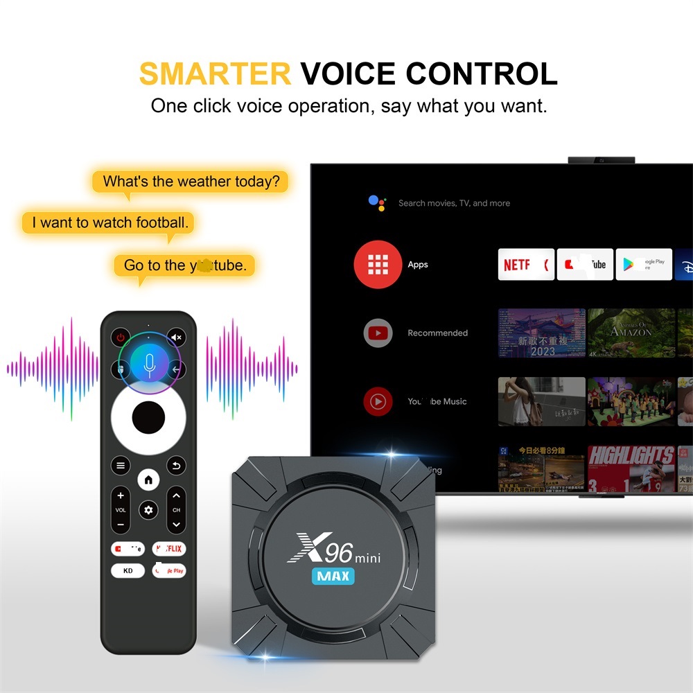 France IN Stock X96 MINI MAX Android 14 TV Box ALLWINNER H313 Dual WiFi 2GB RAM 16GB ROM 4K ATV Player Set Top Box