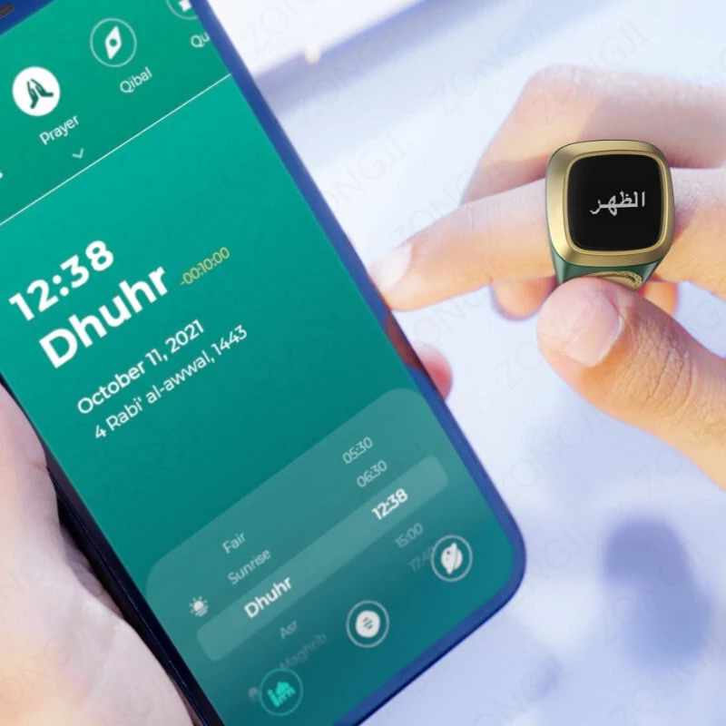 IQibla Smart Zikr Ring Prayer Tasbih Tally Electronic Digital Counter Used for Muslim Prayer Time Vibration Reminder Waterproof 250322