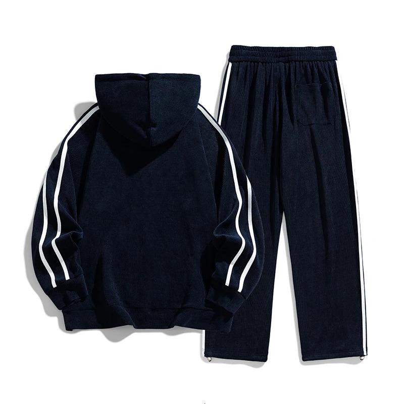 Big Corduroy sportswear mens outdoor sports couple cardigan wool sweater casual student twopiece set 250327