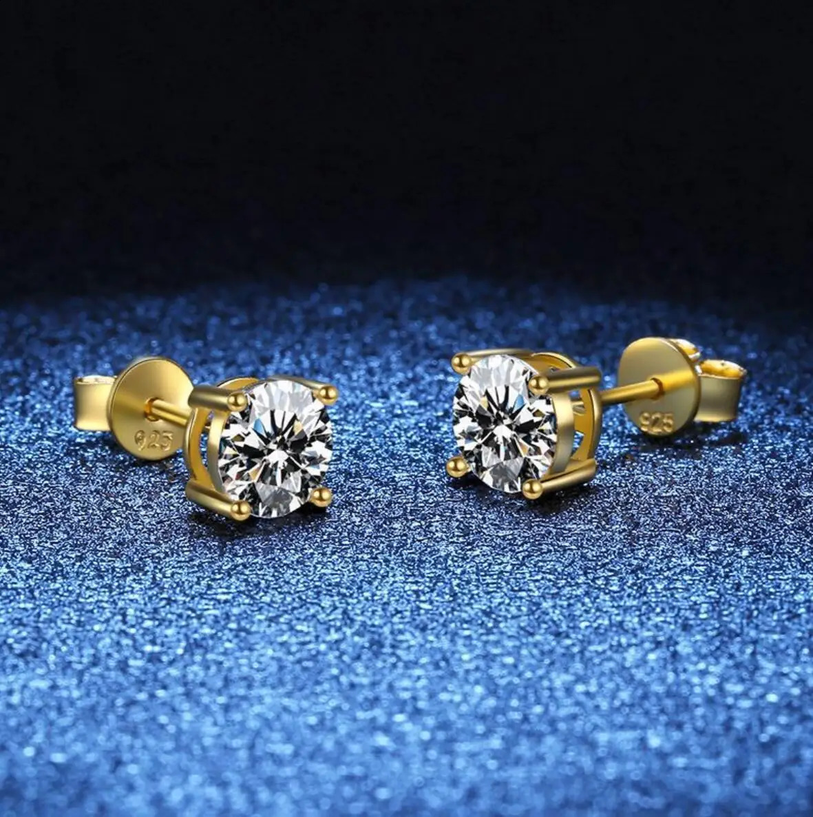 Certified Original 925 Silver Gold Stud Earrings for Women Men 3.5mm 4mm 5mm 6mm 6.5mm 4 Claw Earring Fine Jewelry 250318