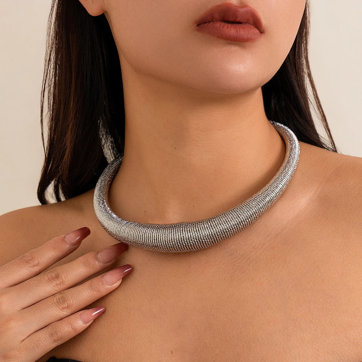 Ingemark Exaggerated Heavy duty Metal Block Twisted Necklace Suitable for Womens Trends Retro Thick Chain Grunge Jewelry Steampunk Men 250325