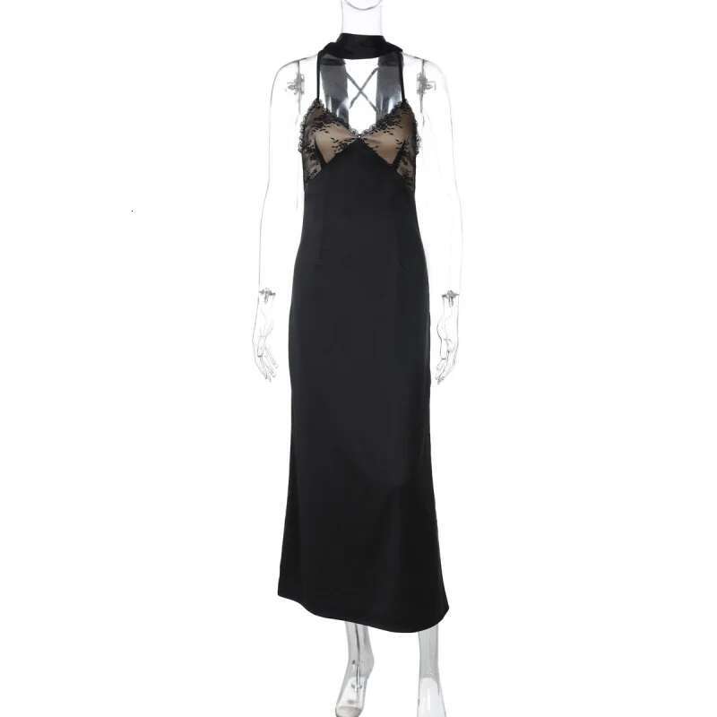 Dongdumaoyi Nieuwe Sexy Diepe V Bustier Slim Fit Lange Pure Verlangen Holle Backless Damesjurk C